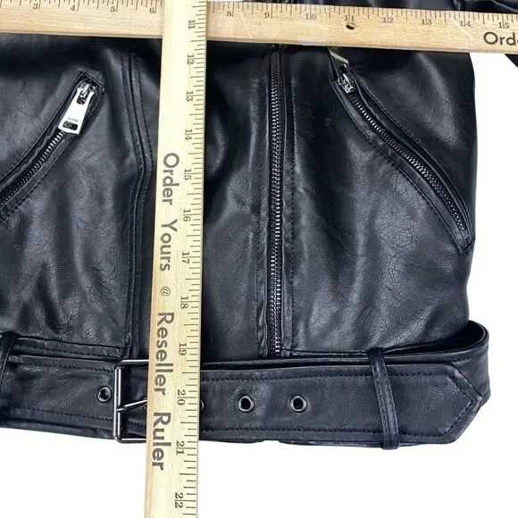 Elodie Nordstrom Womens Size XS Moto Jacket Black Faux Leather - Picture 9 of 16